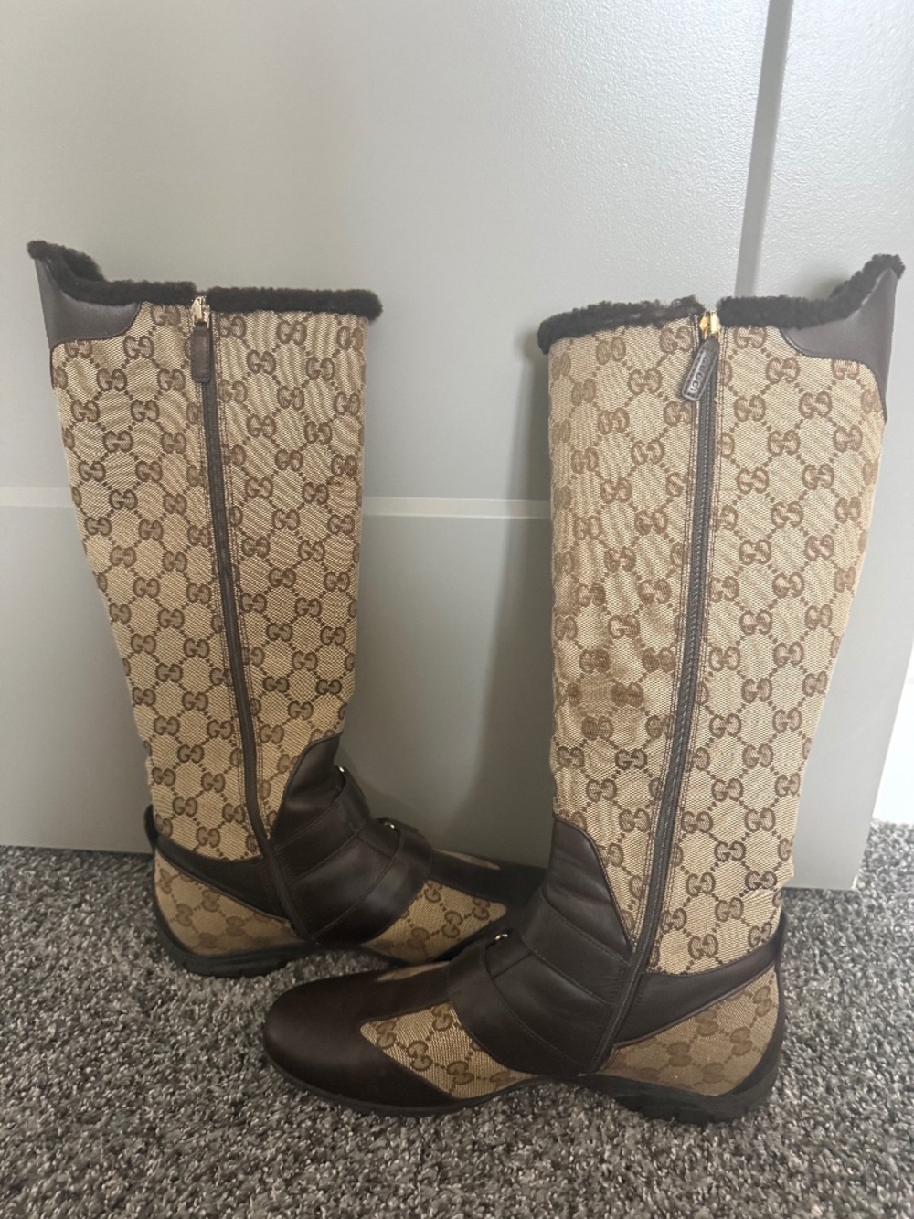 Gucci Canvas knee High Brown Boots